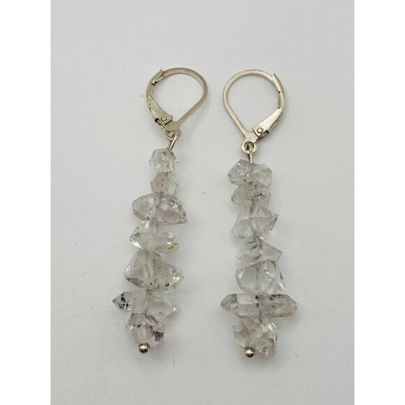 925 sterling silver rock quartz lever back Earrings - Picture 1 of 5